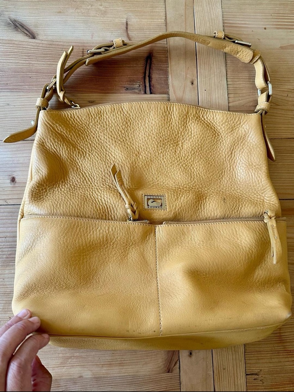 Vintage Dooney & Bourke pebbled yellow purse with all original hardware